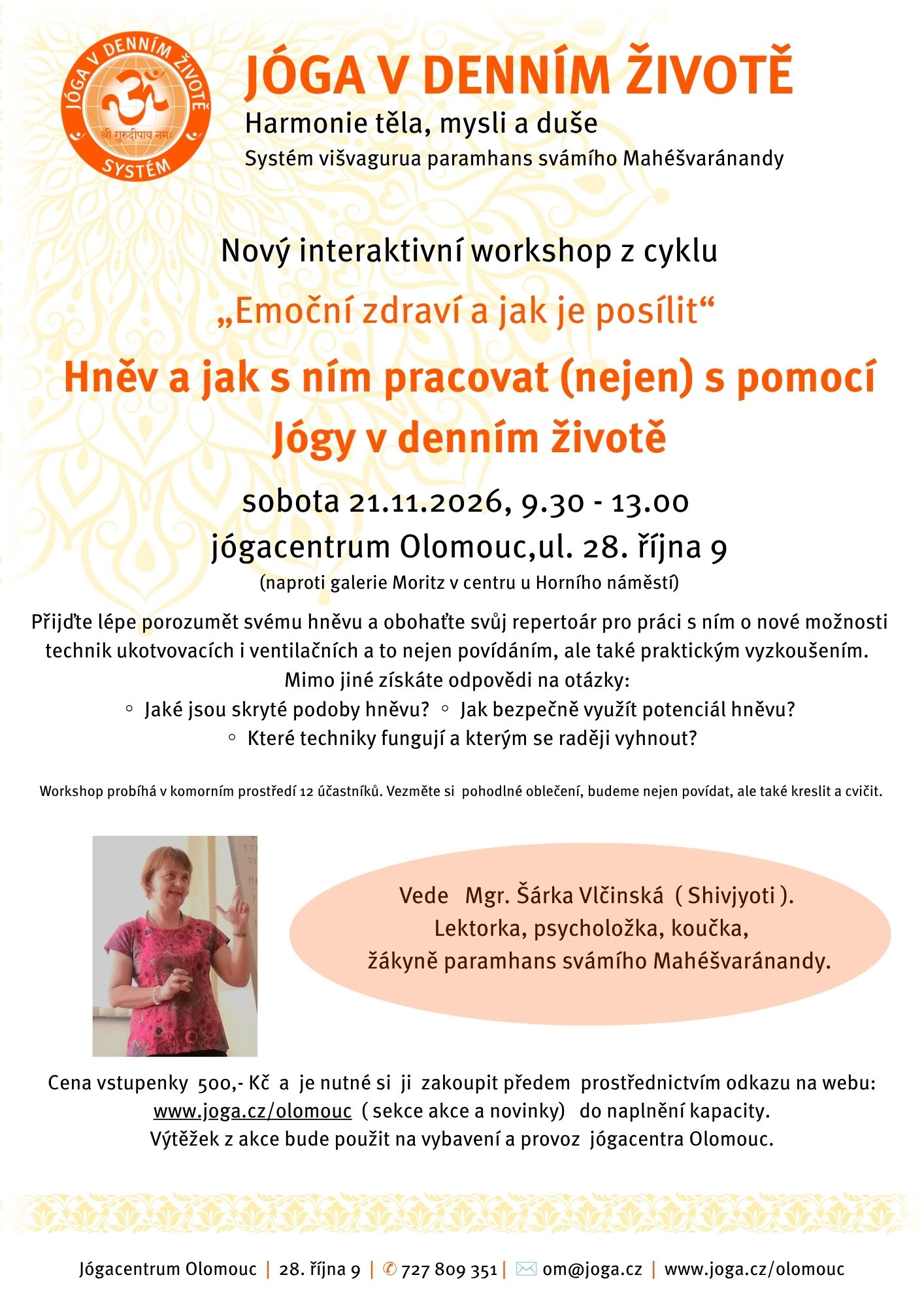 Olomouc workshop Hněv a jak s ním pracovat